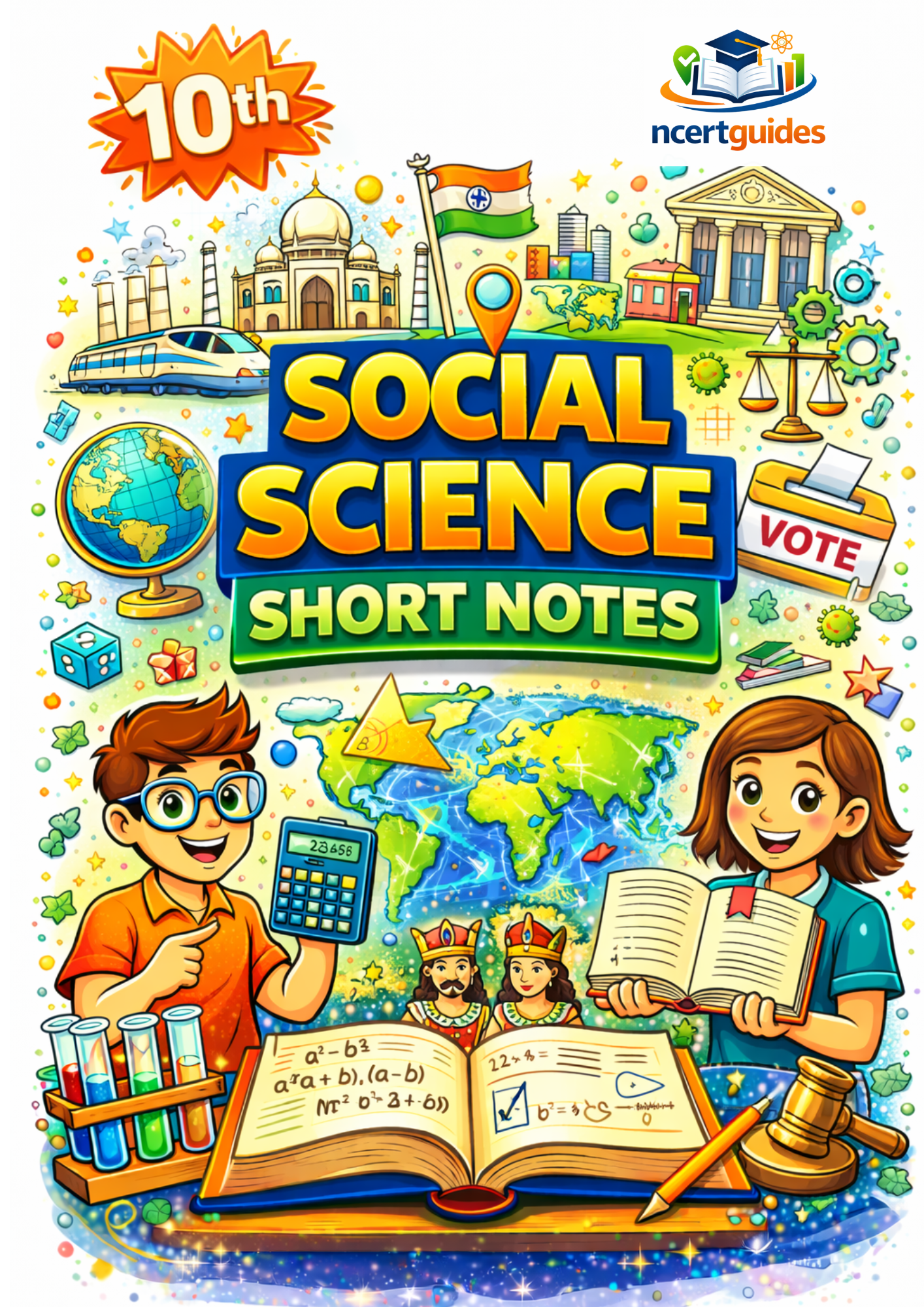 Class 10 Combo Math's + Science + SST  Formula Sheet / Book / Topper's Notes / Short Notes 2025-2026 Ncertguides.in