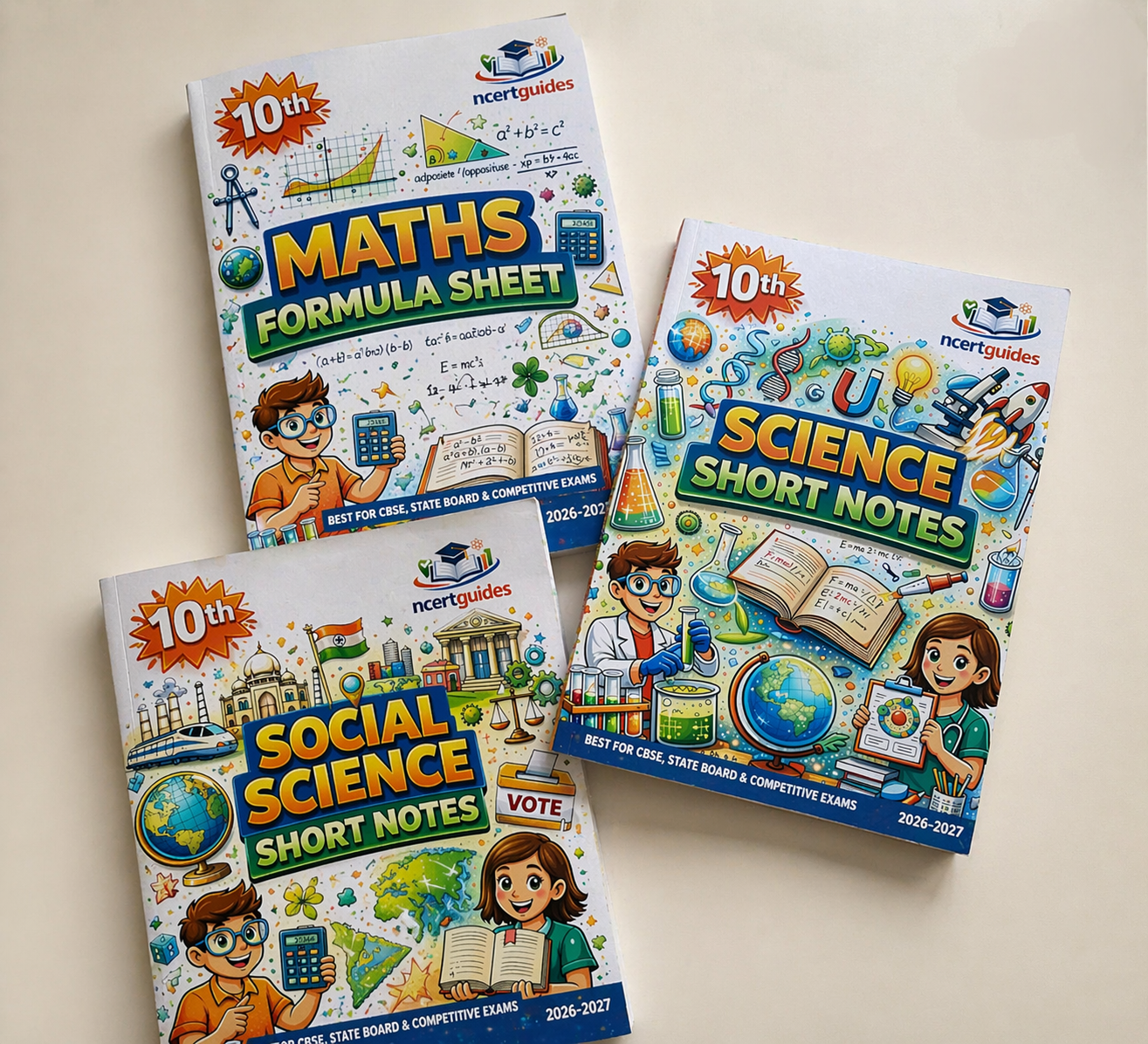 Class 10 Combo Math's + Science + SST  Formula Sheet / Book / Topper's Notes / Short Notes 2025-2026 Ncertguides.in
