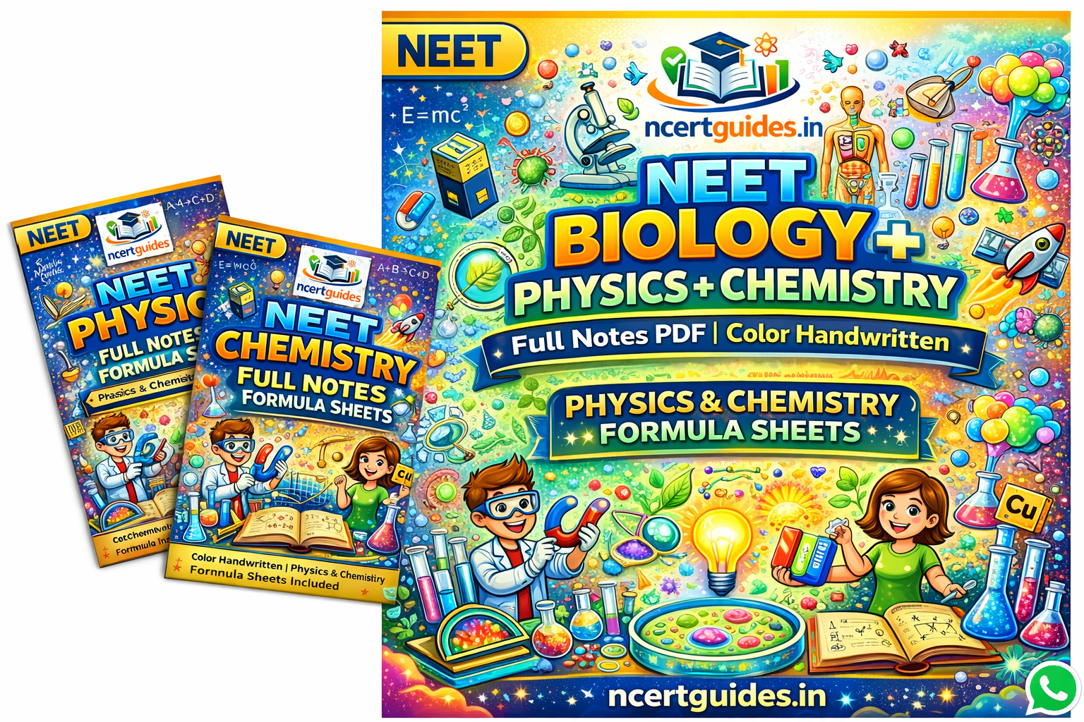 NEET Complete PCB Master Notes PDF (Biology + Physics + Chemistry) | Physics & Chemistry Formula Sheets Full Color Handwritten | | Updated 2026