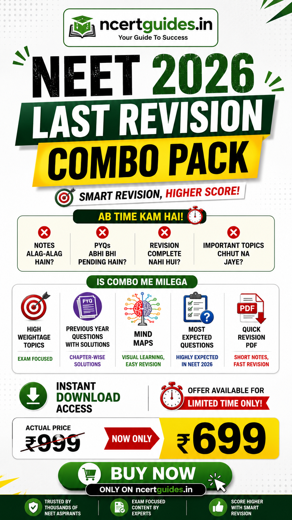 NEET Revision Study Material Combo 2026  | Mindmaps + MCQs + PYQs + Revision PDF